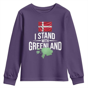 Denmark I Stand With Greenland Youth Sweatshirt Danish Flag and Map Unity Support Protest TS02 Purple Print Your Wear