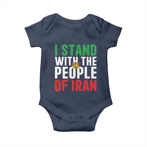 I Stand With The People of Iran Baby Onesie Iranian Revolution Freedom Supporter TS02 Navy Print Your Wear