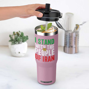 I Stand With The People of Iran Flip Straw Tumbler Iranian Revolution Freedom Supporter TS02 One Size: 30 oz Light Pink Print Your Wear