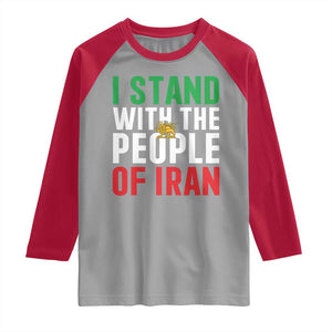 I Stand With The People of Iran Raglan Shirt Iranian Revolution Freedom Supporter TS02 Sport Gray Red Print Your Wear