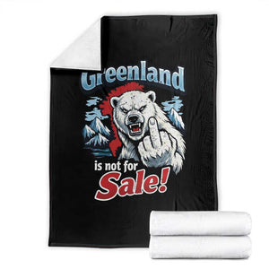 Greenland Is Not For Sale Protest Throw Blanket Aggressive Polar Bear with Middle Finger Graphic TS02 Black Print Your Wear