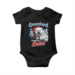 Greenland Is Not For Sale Protest Baby Onesie Aggressive Polar Bear with Middle Finger Graphic TS02 Black Print Your Wear