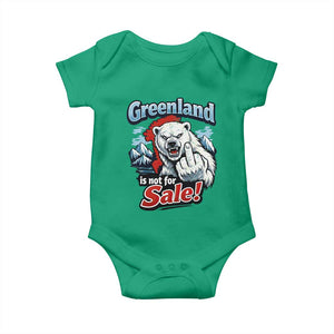 Greenland Is Not For Sale Protest Baby Onesie Aggressive Polar Bear with Middle Finger Graphic TS02 Irish Green Print Your Wear
