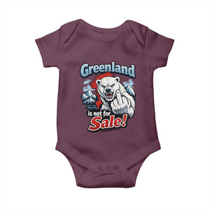 Greenland Is Not For Sale Protest Baby Onesie Aggressive Polar Bear with Middle Finger Graphic TS02 Maroon Print Your Wear