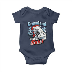 Greenland Is Not For Sale Protest Baby Onesie Aggressive Polar Bear with Middle Finger Graphic TS02 Navy Print Your Wear