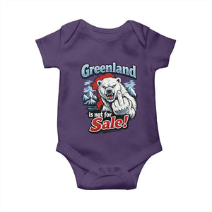 Greenland Is Not For Sale Protest Baby Onesie Aggressive Polar Bear with Middle Finger Graphic TS02 Purple Print Your Wear