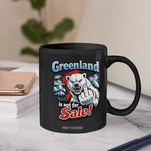 Greenland Is Not For Sale Protest Coffee Mug Aggressive Polar Bear with Middle Finger Graphic TS02 Print Your Wear