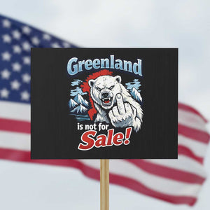 Greenland Is Not For Sale Protest Protest Sign Aggressive Polar Bear with Middle Finger Graphic TS02 Horizontal 18" × 24" Black Print Your Wear