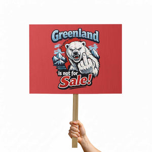 Greenland Is Not For Sale Protest Protest Sign Aggressive Polar Bear with Middle Finger Graphic TS02 Horizontal 18" × 24" Red Print Your Wear