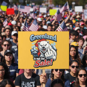 Greenland Is Not For Sale Protest Protest Sign Aggressive Polar Bear with Middle Finger Graphic TS02 Horizontal 18" × 24" Yellow Print Your Wear