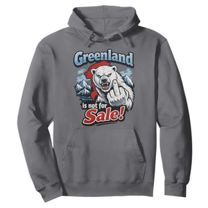 Greenland Is Not For Sale Protest Hoodie Aggressive Polar Bear with Middle Finger Graphic TS02 Charcoal Print Your Wear