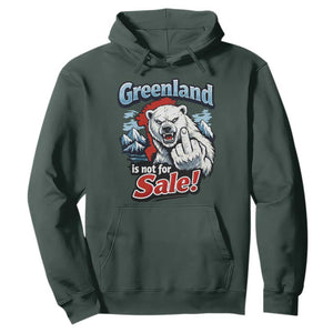 Greenland Is Not For Sale Protest Hoodie Aggressive Polar Bear with Middle Finger Graphic TS02 Dark Forest Green Print Your Wear