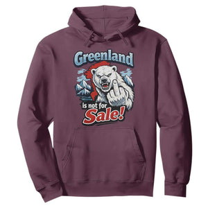 Greenland Is Not For Sale Protest Hoodie Aggressive Polar Bear with Middle Finger Graphic TS02 Maroon Print Your Wear