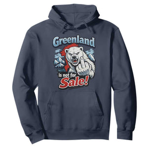 Greenland Is Not For Sale Protest Hoodie Aggressive Polar Bear with Middle Finger Graphic TS02 Navy Print Your Wear