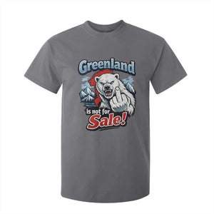Greenland Is Not For Sale Protest T Shirt For Kid Aggressive Polar Bear with Middle Finger Graphic TS02 Charcoal Print Your Wear