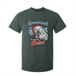 Greenland Is Not For Sale Protest T Shirt For Kid Aggressive Polar Bear with Middle Finger Graphic TS02 Dark Forest Green Print Your Wear