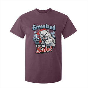 Greenland Is Not For Sale Protest T Shirt For Kid Aggressive Polar Bear with Middle Finger Graphic TS02 Maroon Print Your Wear