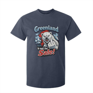Greenland Is Not For Sale Protest T Shirt For Kid Aggressive Polar Bear with Middle Finger Graphic TS02 Navy Print Your Wear