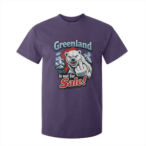 Greenland Is Not For Sale Protest T Shirt For Kid Aggressive Polar Bear with Middle Finger Graphic TS02 Purple Print Your Wear