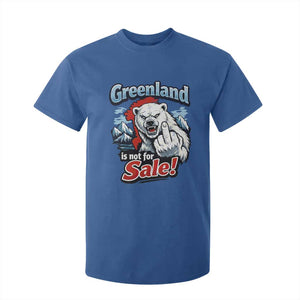 Greenland Is Not For Sale Protest T Shirt For Kid Aggressive Polar Bear with Middle Finger Graphic TS02 Royal Blue Print Your Wear