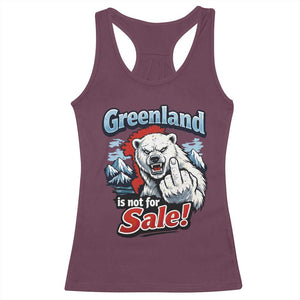 Greenland Is Not For Sale Protest Racerback Tank Top Aggressive Polar Bear with Middle Finger Graphic TS02 Maroon Print Your Wear
