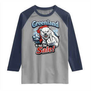 Greenland Is Not For Sale Protest Raglan Shirt Aggressive Polar Bear with Middle Finger Graphic TS02 Sport Gray Navy Print Your Wear