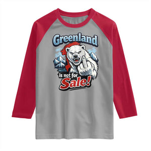 Greenland Is Not For Sale Protest Raglan Shirt Aggressive Polar Bear with Middle Finger Graphic TS02 Sport Gray Red Print Your Wear