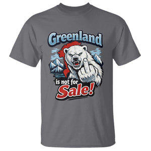Greenland Is Not For Sale Protest T Shirt Aggressive Polar Bear with Middle Finger Graphic TS02 Charcoal Print Your Wear