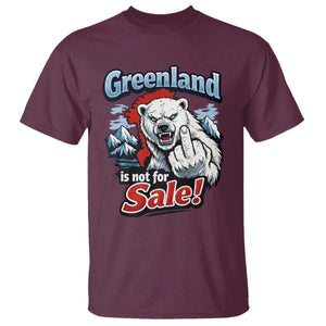 Greenland Is Not For Sale Protest T Shirt Aggressive Polar Bear with Middle Finger Graphic TS02 Maroon Print Your Wear