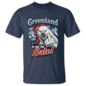 Greenland Is Not For Sale Protest T Shirt Aggressive Polar Bear with Middle Finger Graphic TS02 Navy Print Your Wear