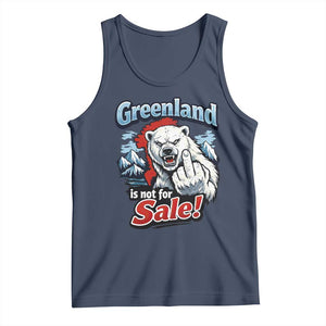Greenland Is Not For Sale Protest Tank Top Aggressive Polar Bear with Middle Finger Graphic TS02 Navy Print Your Wear