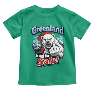 Greenland Is Not For Sale Protest Toddler T Shirt Aggressive Polar Bear with Middle Finger Graphic TS02 Irish Green Print Your Wear