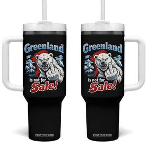 Greenland Is Not For Sale Protest Tumbler With Handle Aggressive Polar Bear with Middle Finger Graphic TS02 One Size: 40 oz Black Print Your Wear