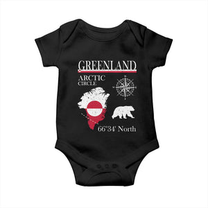 Greenland Arctic Circle Baby Onesie Map Compass and Polar Bear Adventure TS02 Black Print Your Wear