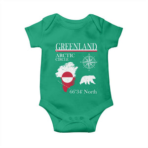 Greenland Arctic Circle Baby Onesie Map Compass and Polar Bear Adventure TS02 Irish Green Print Your Wear