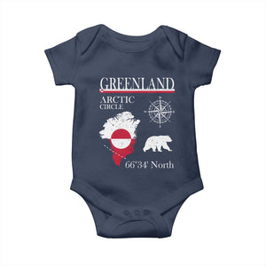 Greenland Arctic Circle Baby Onesie Map Compass and Polar Bear Adventure TS02 Navy Print Your Wear