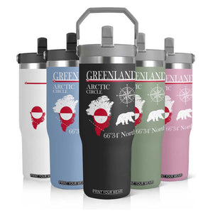 Greenland Arctic Circle Flip Straw Tumbler Map Compass and Polar Bear Adventure TS02 Print Your Wear