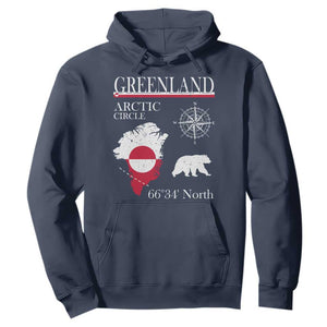 Greenland Arctic Circle Hoodie Map Compass and Polar Bear Adventure TS02 Navy Print Your Wear