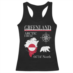 Greenland Arctic Circle Racerback Tank Top Map Compass and Polar Bear Adventure TS02 Black Print Your Wear