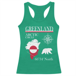Greenland Arctic Circle Racerback Tank Top Map Compass and Polar Bear Adventure TS02 Irish Green Print Your Wear