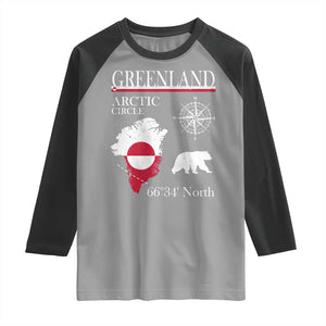 Greenland Arctic Circle Raglan Shirt Map Compass and Polar Bear Adventure TS02 Sport Gray Black Print Your Wear