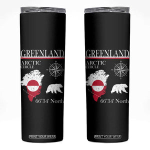 Greenland Arctic Circle Skinny Tumbler Map Compass and Polar Bear Adventure TS02 Black Print Your Wear