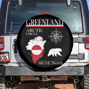 Greenland Arctic Circle Spare Tire Cover Map Compass and Polar Bear Adventure TS02 No hole Black Print Your Wear