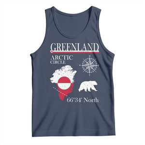 Greenland Arctic Circle Tank Top Map Compass and Polar Bear Adventure TS02 Navy Print Your Wear