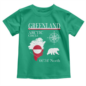 Greenland Arctic Circle Toddler T Shirt Map Compass and Polar Bear Adventure TS02 Irish Green Print Your Wear