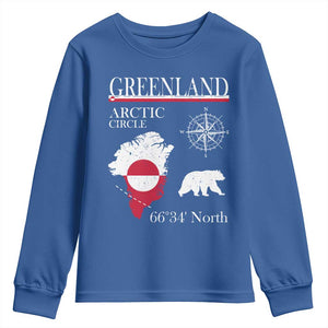 Greenland Arctic Circle Youth Sweatshirt Map Compass and Polar Bear Adventure TS02 Royal Blue Print Your Wear