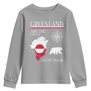 Greenland Arctic Circle Youth Sweatshirt Map Compass and Polar Bear Adventure TS02 Sport Gray Print Your Wear