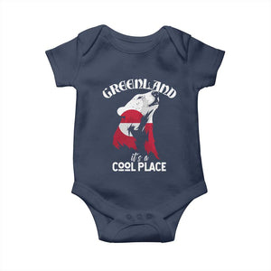 Polar Bear Greenland Flag Graphic Baby Onesie It's a Cool Place Arctic Circle TS02 Navy Print Your Wear