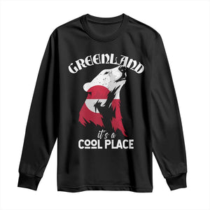 Polar Bear Greenland Flag Graphic Long Sleeve Shirt It's a Cool Place Arctic Circle TS02 Black Print Your Wear