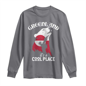 Polar Bear Greenland Flag Graphic Long Sleeve Shirt It's a Cool Place Arctic Circle TS02 Charcoal Print Your Wear